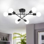 Rosnek lustre e27 plafonnier industriel noir 6 lumires moderne lampe de plafond en fer pour salon chambre ...