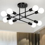 Rosnek lustre e27 plafonnier industriel noir 8 lumi�res moderne lampe de plafond en fer pour salon chambre ...
