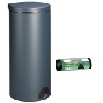 Rossignol - poubelle de cuisine  pdale 30l elora et 10 sacs poubelle 50l - gris anthracite