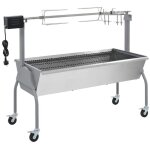 R�tissoire �lectrique pour barbecue - vidaxl - acier inoxydable - argent� - hauteur r�glable