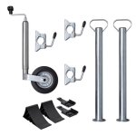 Roue jockey 48 mm avec 2 tubes de support et 3 pinces divisées Roue jockey 48 mm avec 2 tubes de support et 3 pinces divisées
