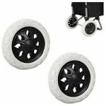 Roues de remplacement pour caddie - okz - 2 pi�ces - caoutchouc - plastique avec mousse - noir - 16x16 ...