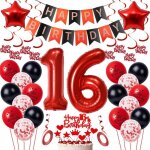 Rouge 16 anniversaire décoration 16 ans fille décoration danniversaire 16 garçon ballon rouge noir 16 ... Rouge 16 anniversaire décoration 16 ans fille décoration danniversaire 16 garçon ballon rouge noir 16 ...