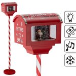 Rouge boîte aux lettres de noël sur pied avec père noël boîte À musique led décoration de noël 27x20x150 ... Rouge boîte aux lettres de noël sur pied avec père noël boîte À musique led décoration de noël 27x20x150 ...