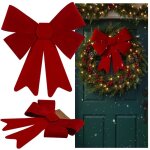 Rouge en daim noeud de noël décoration de noël décoration pour porte grande 51x36 cm Rouge en daim noeud de noël décoration de noël décoration pour porte grande 51x36 cm