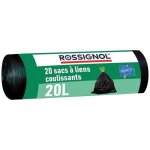 Rouleau de 20 sacs poubelle - rossignol - baggy - 20l - à liens coulissant - noir Rouleau de 20 sacs poubelle - rossignol - baggy - 20l - à liens coulissant - noir
