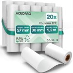Rouleaux de caisse - acropaq - 57x30x8mm - thermique 92m - sans bpa - 20 bobines tpe
