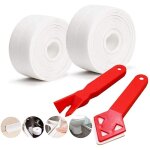 Rouleaux de joint d�tanch�it� blanc pour baignoire et 2 outils de calfeutrage joint d�tanch�it� autocollant ...