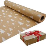 Rouleau de papier cadeau kraft blanc en forme darbre 100% recyclable et cologique pour fte dcoration ...