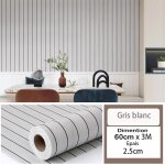 Rouleau de papier peint autocollant 3d pvc 60 cm x 3 m imitation bois gris blanc r�sistant � leau et ...