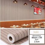 Rouleau de papier peint autocollant 3d pvc 60 cm x 3 m imitation bois kaki r�sistant � leau et � lhumidit� ...