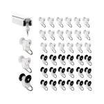Rouleaux planeur de rideau 40 pi�ces crochet pergola rail rouleaux de rail de rideau roue de poulie en ...