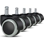 Roulettes pour chaise bureau ? lot de 5 (11mm / 22mm) ? compatible sol dur / carrelage (gaming / chaises ...