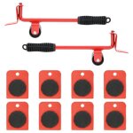 Roulettes pour meubles 8 pi�ces avec �l�vateurs rouge 98 x 75 x 3 cm 150 kg