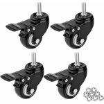Roulettes pivotantes avec frein caoutchouc robuste pour chariot main paquet de 4 boulon tige m10 x 25 ...