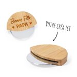 Roulette pizza coupe personnalisable ? roulette a pizza en bambou gravure textes / logos [ pizza accessoire ...