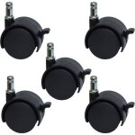 Roulettes de rechange pour chaise de bureau ou tabouret de 51 cm - avec frein (lot de 5)
