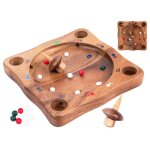 Roulette tyrolienne en bois - jeu de toupie - 10 billes - ecologique - a partir de 6 ans