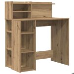 Roumeitable informatique pour tudiants - bureau avec rangement chne artisanal 90x48x1015cm - 1 personne ...