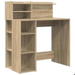 Roumeitable informatique pour tudiants - bureau avec rangement chne sonoma 90x48x1015cm - 1 personne ...