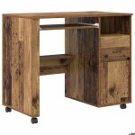 Roumei®table informatique pour étudiants - bureau avec roulettes et tiroir bois ancien 91x50x77cm - 1 ... Roumei®table informatique pour étudiants - bureau avec roulettes et tiroir bois ancien 91x50x77cm - 1 ...