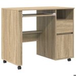 Roumei®table informatique pour étudiants - bureau avec roulettes et tiroir chêne sonoma 91x50x77cm - ... Roumei®table informatique pour étudiants - bureau avec roulettes et tiroir chêne sonoma 91x50x77cm - ...