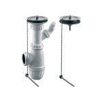 Rousseau - bonde + vidage avec bouchon - sans trop plein + siphon pour vier grs 2 bacs - certifi nf ...