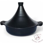 Royal swiss - tajine - tajine en aluminium noir -  32 cm 5 litres - marmite de luxe pour des plats savoureux ...