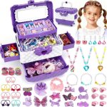 Rteonline bijoux filles jouet pour fille enfant 3 4 5 6 7 8 9 set bijoux pour princesse avec pinces � ...