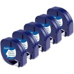 Ruban dtiquettes compatible avec dymo letratag ruban plastique (12 mm x 4 m) noir avec texte blanc