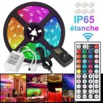 Ruban led 5m 3528 rvb 300 - lumières + alimentation 12v 2a + télécommande ir 44touches ip65 Étanche Ruban led 5m 3528 rvb 300 - lumières + alimentation 12v 2a + télécommande ir 44touches ip65 Étanche