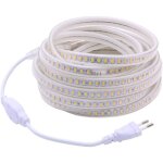 Ruban led blanc etanche 220v smd 5730 120led / m lumiere led 5m exterieur bande avec prise eu pas besoin ...