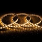 Ruban led ext�rieur solaire 24v dc smd2835 60 led / m 10m ip65 largeur 12mm coupe 100 cm blanc chaud
