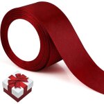 Ruban satin bordeaux large - ruban cadeau emballage 5cm x 22m - adapt  nol aux mariages et aux ftes ...