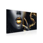 Runa art tableau decoration murale bouche or noir 1 partie moderne toile non tiss�e salon salle beaut� ...
