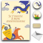 Rxlite kit cr�atif invitations anniversaire � gratter th�me chevalier :10 cartes stickers dor�s enveloppes ...