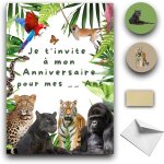 Rxlite kit cr�atif invitations anniversaire � gratter th�me jungle :10 cartes stickers dor�s enveloppes ...