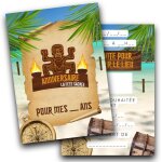 Rxlite kit cr�atif invitations anniversaire � gratter th�me koh lanta :10 cartes stickers dor�s enveloppes ...