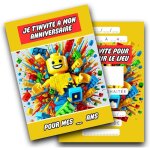 Rxlite kit cratif invitations anniversaire  gratter thme lego :10 cartes stickers dors enveloppes ...