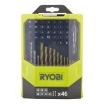 Ryobi - coffret 46 accessoires mixtes : forets bton & mtal + 31 embouts 25 mm ph / pz / sl / hex / ...