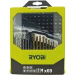 Ryobi - coffret 69 accessoires mixtes : forets bois bton & mtal + 43 embouts 25 mm + 1 porte - embout ...