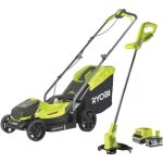 Ryobi - combo 2 outils one + : tondeuse rlm18x33b40 + coupe - bordures olt1825m offert - rlm1833blt1825m ...