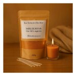 Sable de cire v�g�tale orange 800g - kit bougie diy + 5 m�ches - cr�ation facile