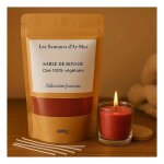 Sable de cire v�g�tale rouge 800g - kit bougie diy + 10 m�ches - cr�ation facile