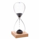 Sablier magntique 3 minutes : horloge de sable avec poudre de fer magntique noire et base en bois montre ...