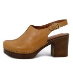 Sabot femme - cinzia soft - cuir doux marron clair - talon 75 cm - boucle rglable - semelle antiglisse ...