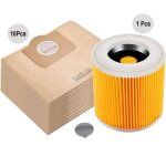 Sac aspirateur(6. 959 - 130) - cartouche filtrante(6. 414 - 552) - compatible avec krcher wd3mv3se 4001se ...