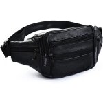 Sac banane en cuir poches multiples - noir - ceinture - mixte Sac banane en cuir poches multiples - noir - ceinture - mixte