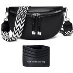 Sac banane femme - hautstore - cuir pu - noir - 29x19x9cm - ultra l�ger 02kg