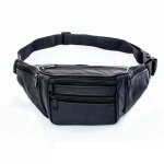 Sac banane vintage en cuir pochette ventrale pour hommes et femmesvoyage et sport xd1213 noir